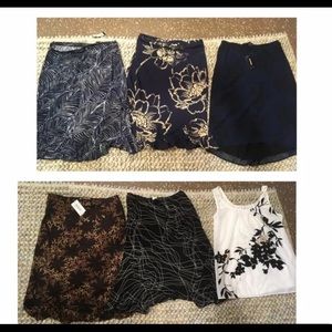 Lot Of Women’s Skirts 3 Express Size Sm, 2 Mandees/Sears Size Med, 1 NY&CO Shirt